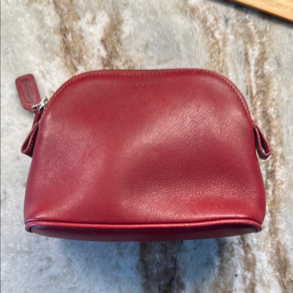 Coach Red Leather Cosmetic Bag
